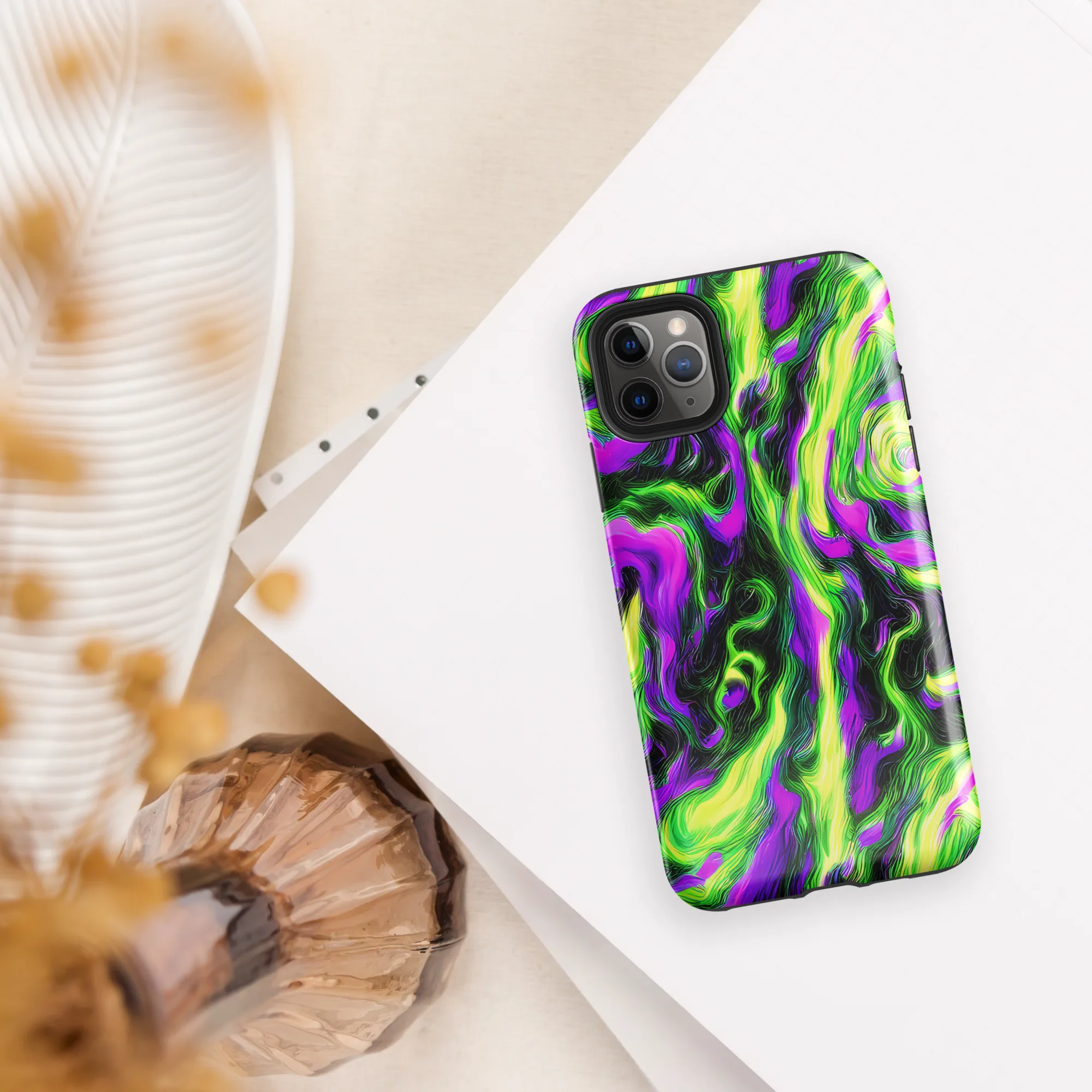 Neon Marble on Tough Case for iPhone® — Front