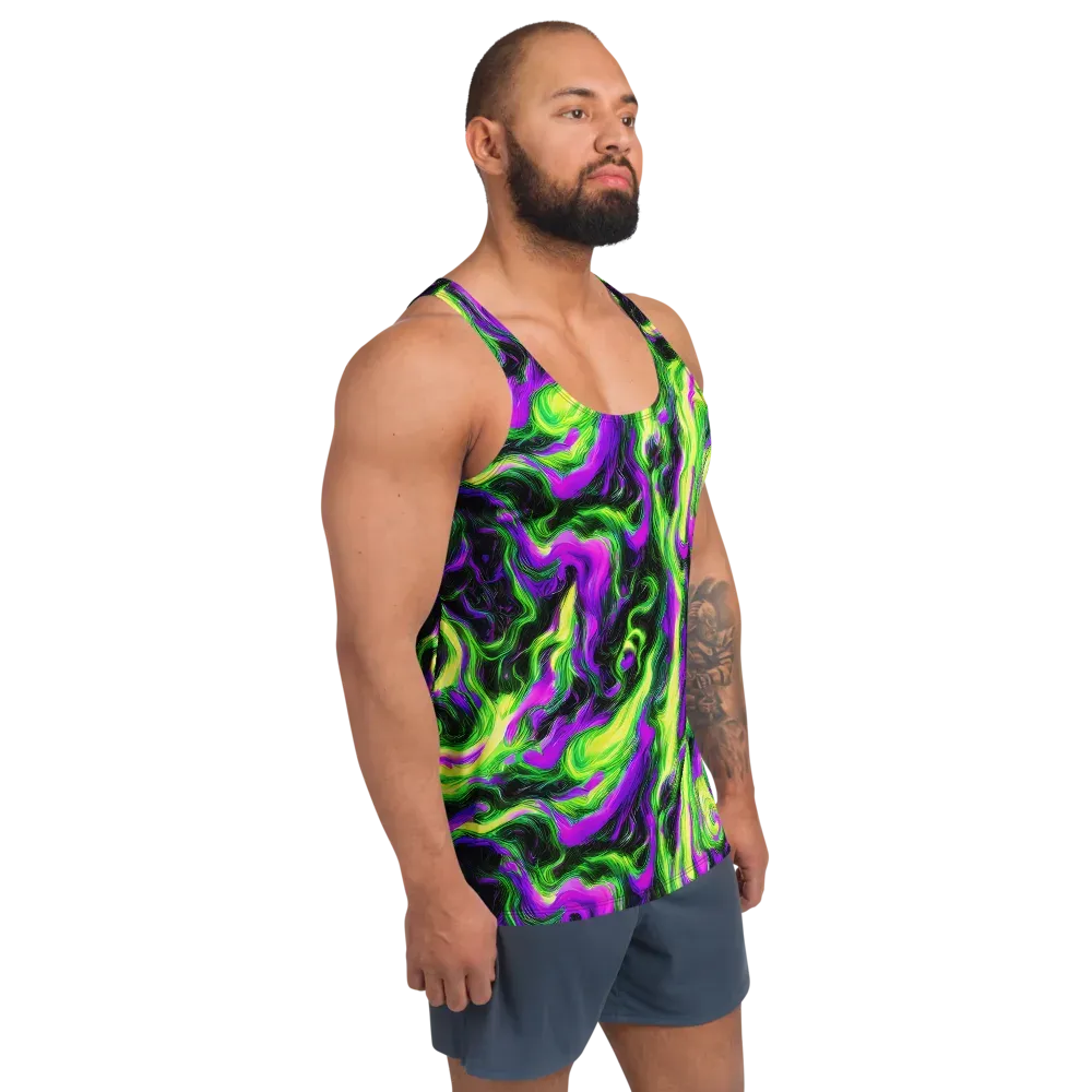 Neon Marble on Men's Tank Top — Right Front
