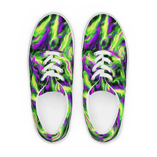 Neon Marble on a Men's Lace-Up Canvas Shoes