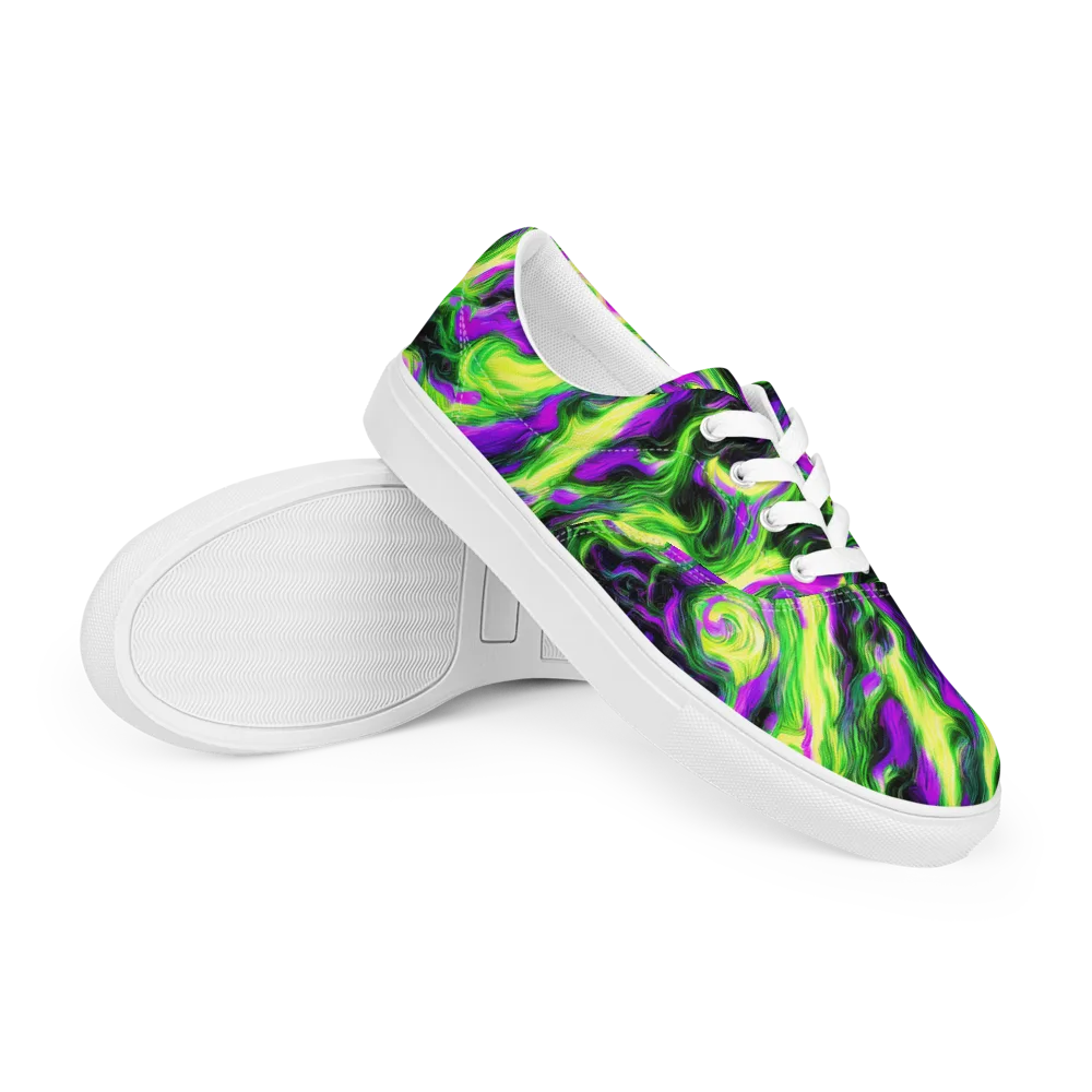 Neon Marble on Men's Lace-Up Canvas Shoes — Right Front