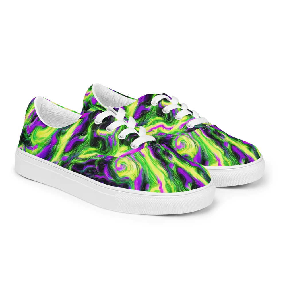 Neon Marble on Men's Lace-Up Canvas Shoes — Right Front