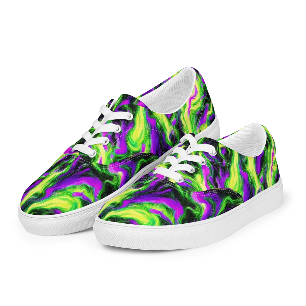 Neon Marble on Men's Lace-Up Canvas Shoes — Left Front