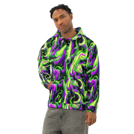 Neon Marble on a Cotton Hoodie