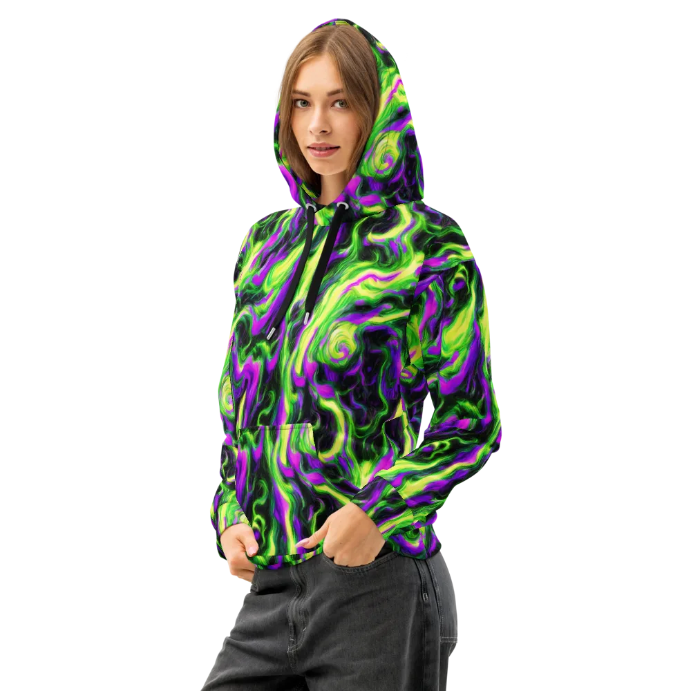 Neon Marble on Cotton Hoodie — Left Front
