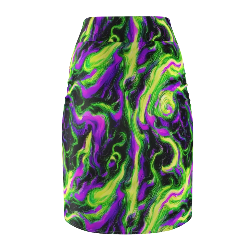 Neon Marble on Pencil Skirt — Back