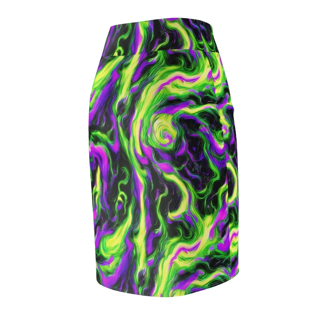 Neon Marble on Pencil Skirt — Back Side