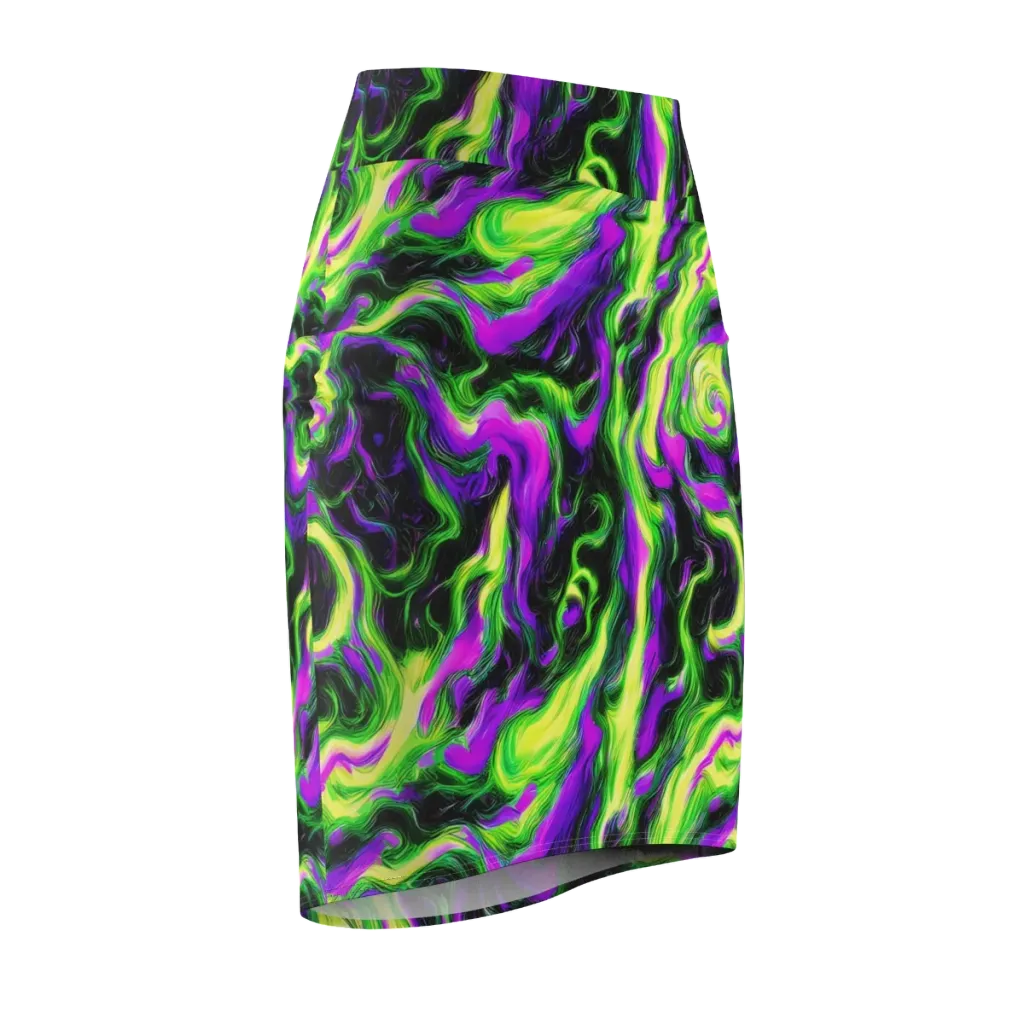 Neon Marble on Pencil Skirt — Front Side