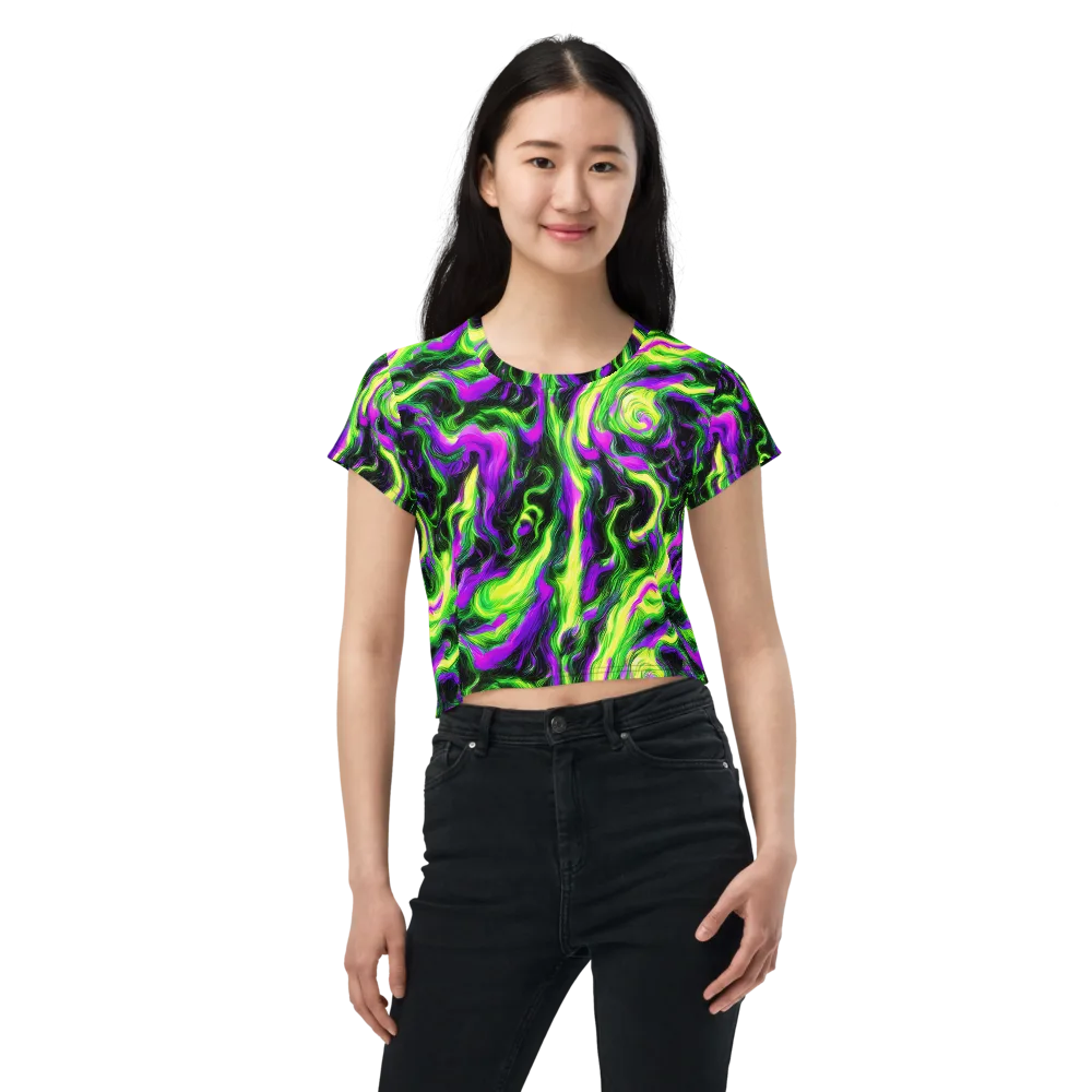 Neon Marble on Crop Tee — Front