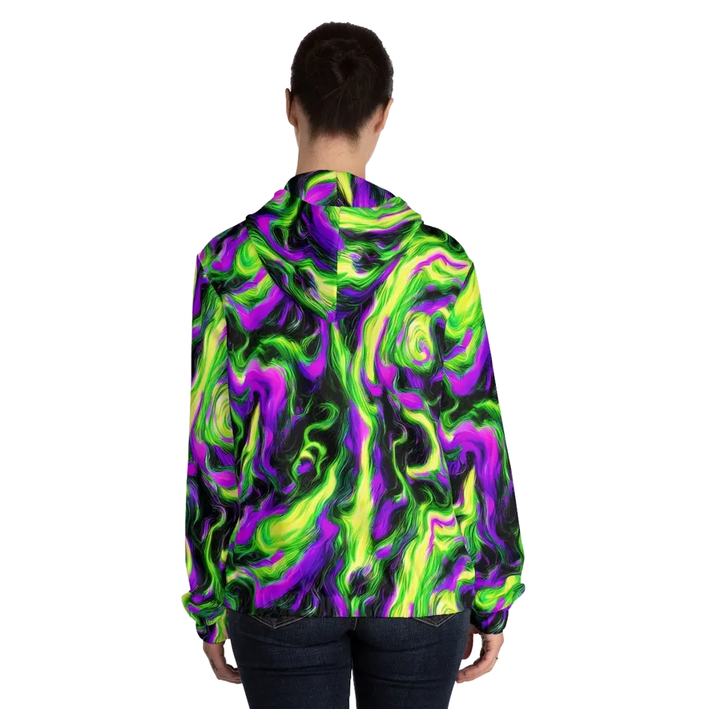 Neon Marble on Women's Full-Zip Hoodie — Back On Person