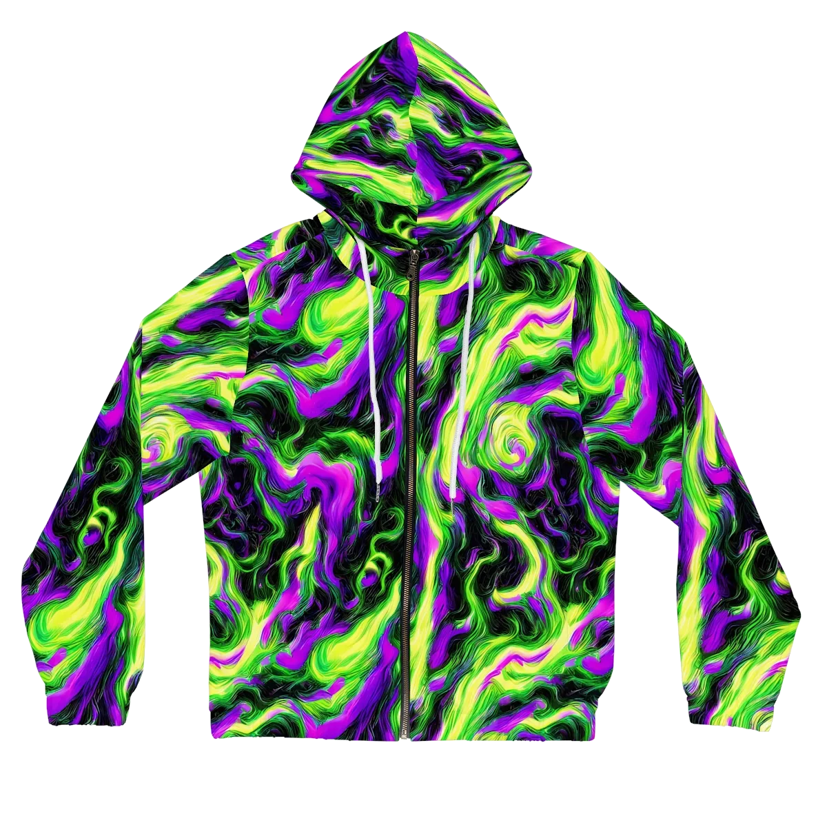 Neon Marble on Women's Full-Zip Hoodie — Front