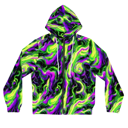 Neon Marble on a Women's Full-Zip Hoodie