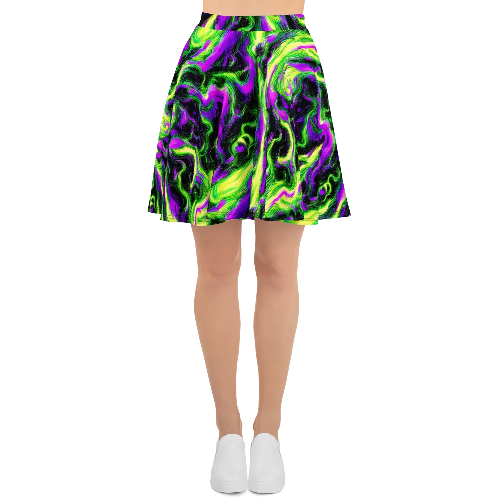 Neon Marble on Skater Skirt — Front