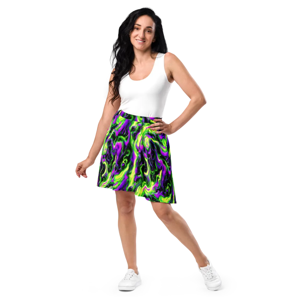 Neon Marble on Skater Skirt — Front