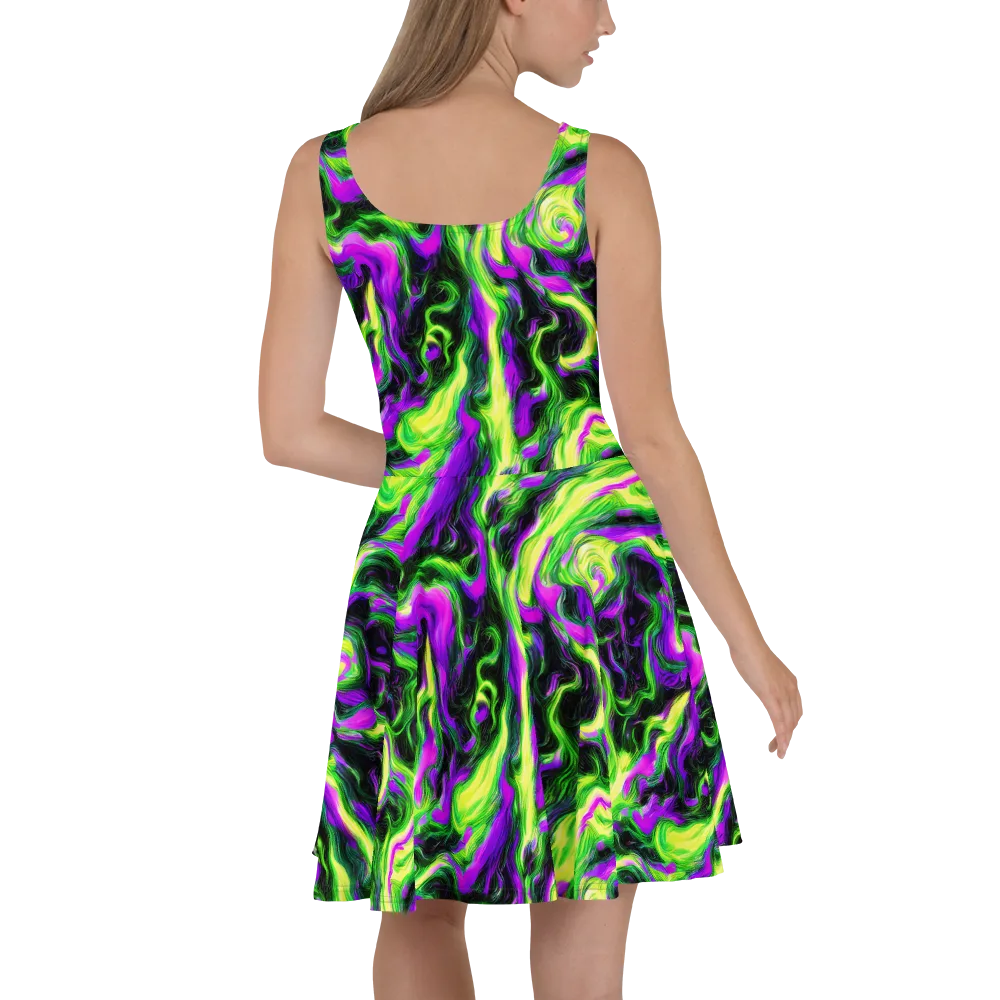 Neon Marble on Skater Dress — Back