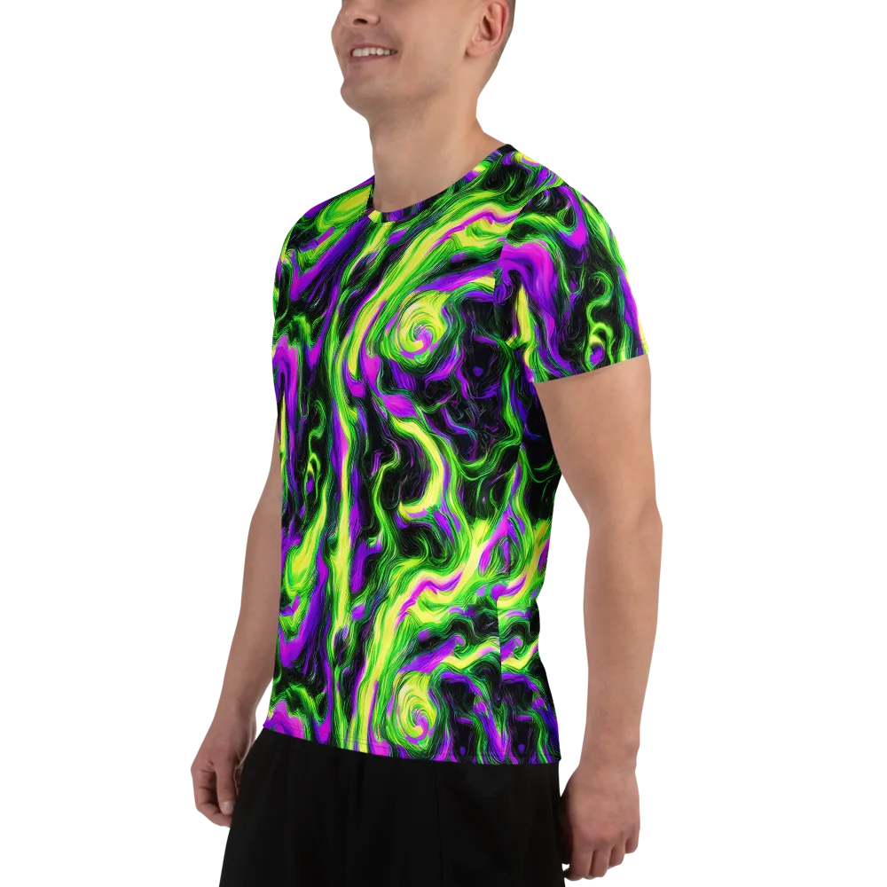 Neon Marble on Men's Athletic T-Shirt — Left