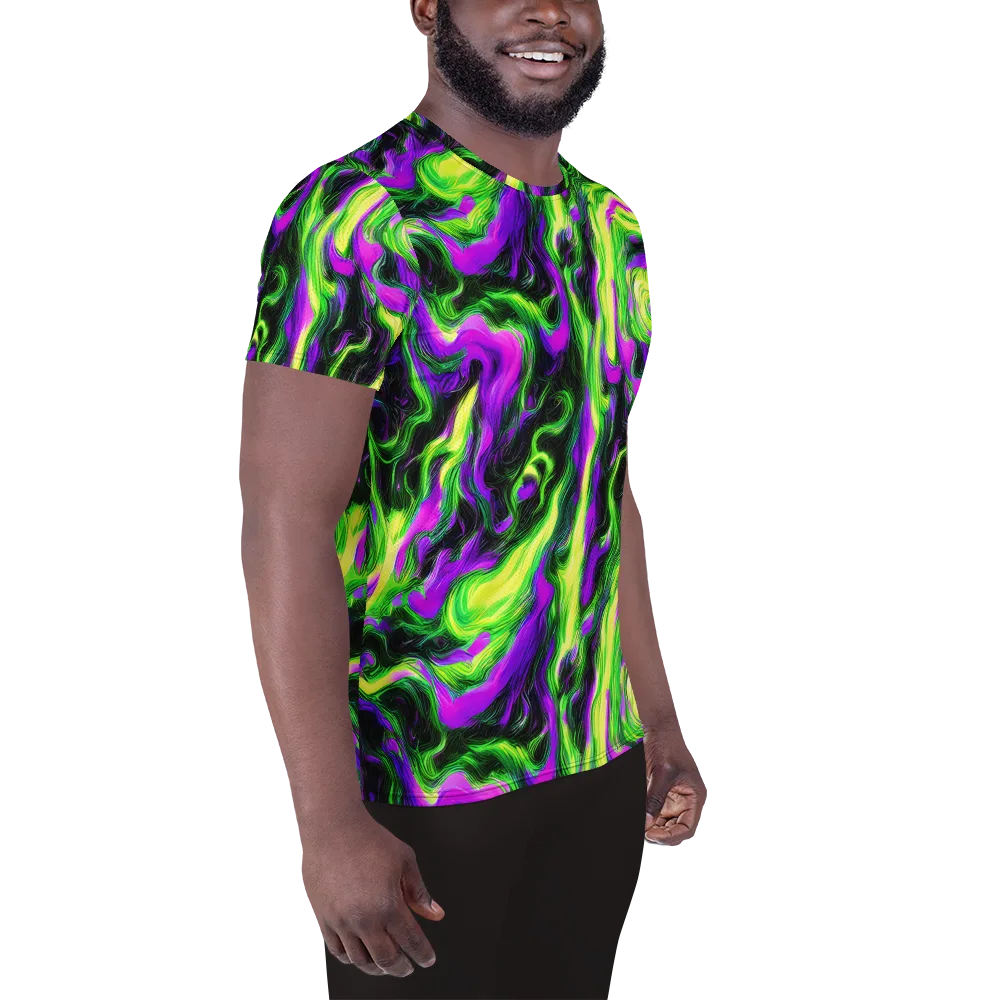 Neon Marble on Men's Athletic T-Shirt — Right
