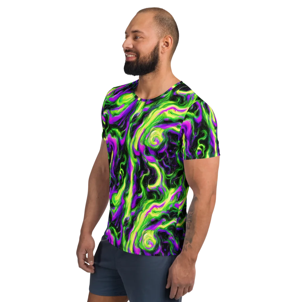 Neon Marble on Men's Athletic T-Shirt — Left