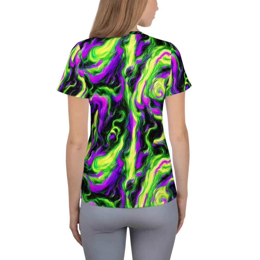 Neon Marble on Women's Athletic T-Shirt — Back