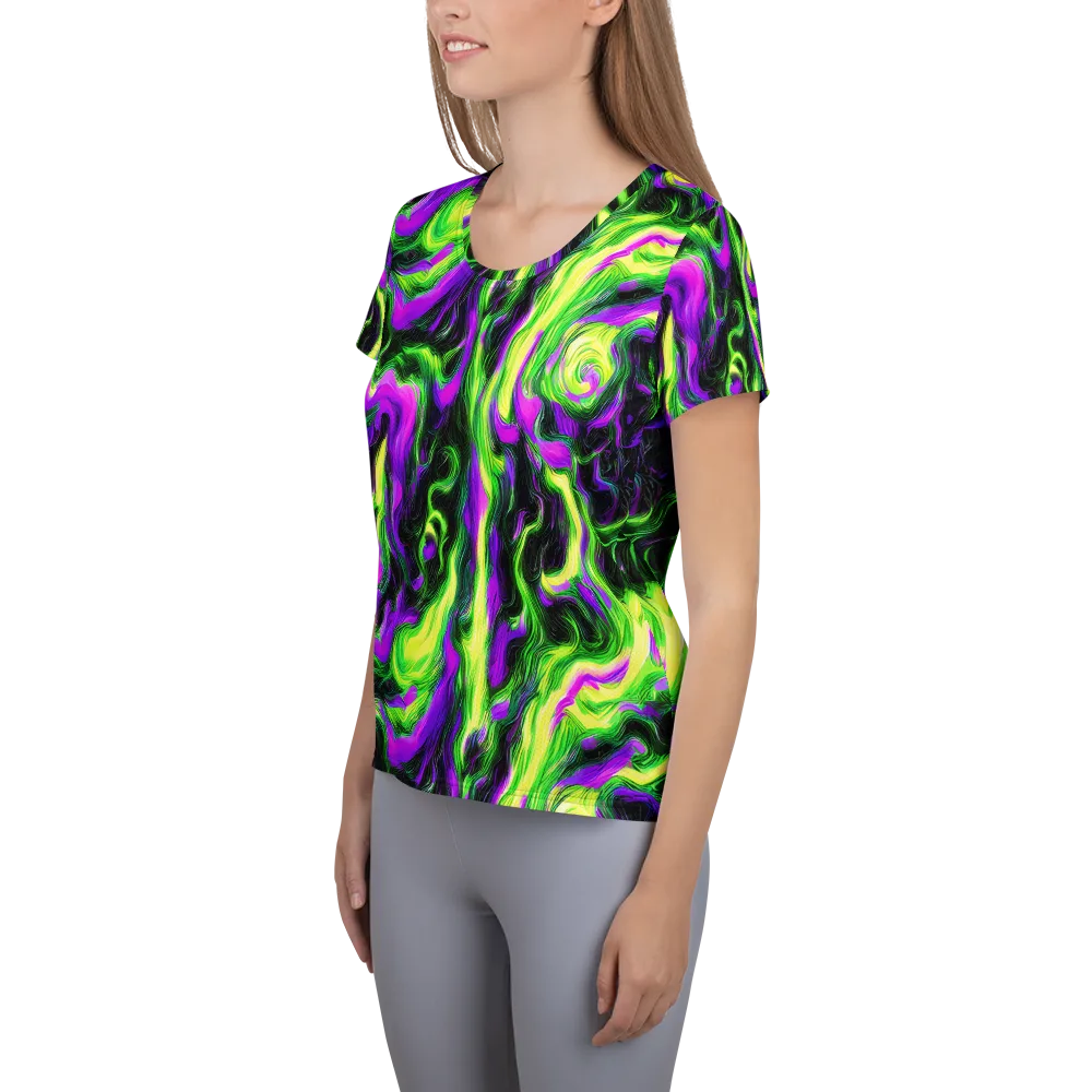 Neon Marble on Women's Athletic T-Shirt — Left