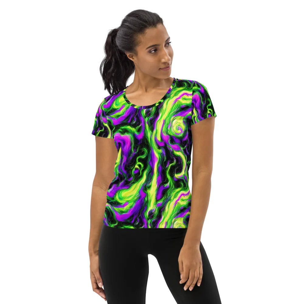 Neon Marble on Women's Athletic T-Shirt — Front