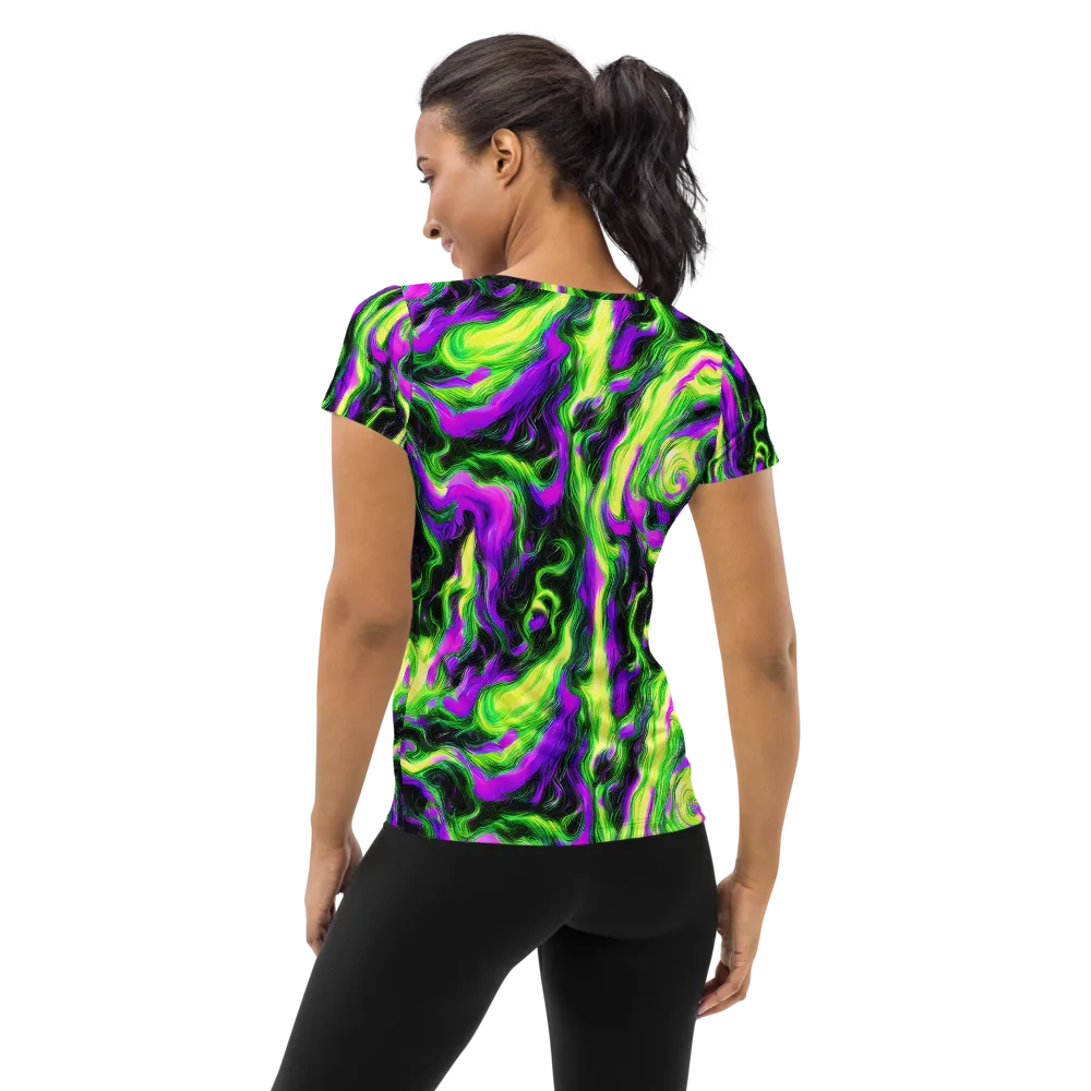 Neon Marble on Women's Athletic T-Shirt — Back