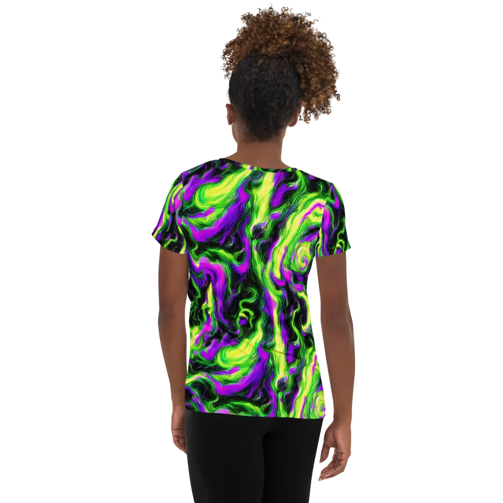 Neon Marble on Women's Athletic T-Shirt — Back