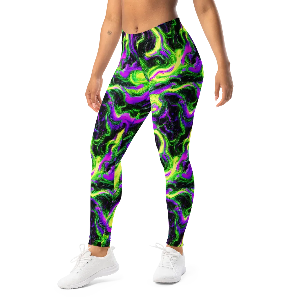 Neon Marble on Leggings — Left Front