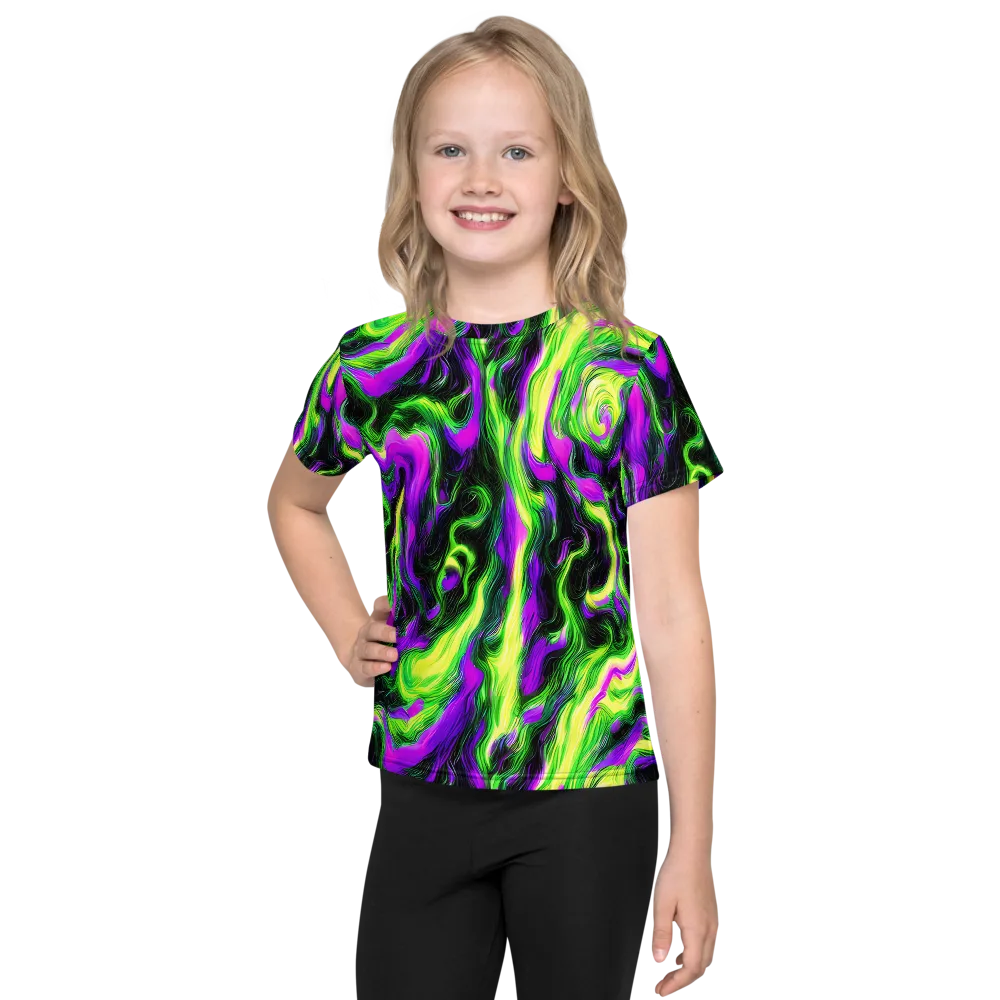 Neon Marble on Kids Crew Neck T-Shirt — Front