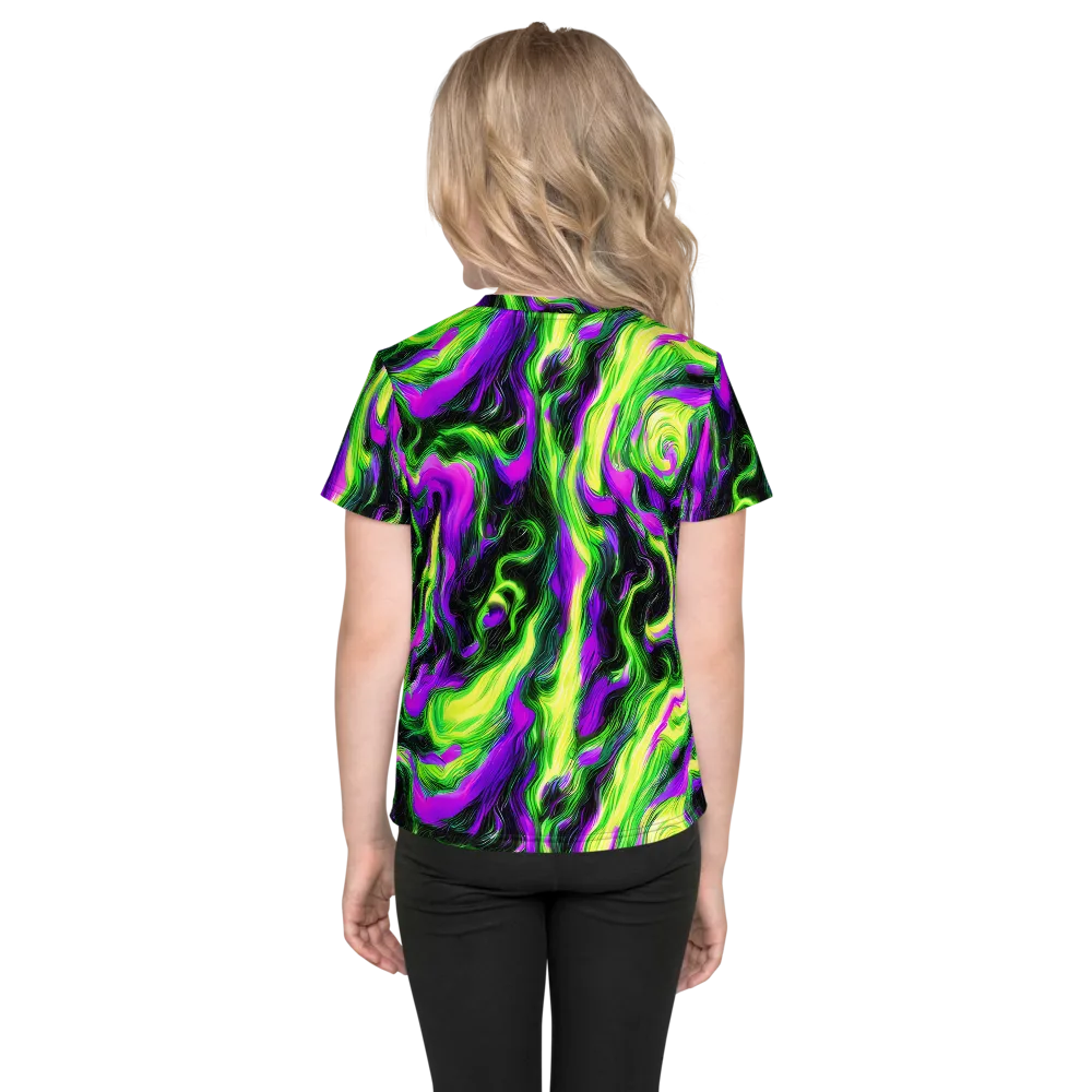 Neon Marble on Kids Crew Neck T-Shirt — Back