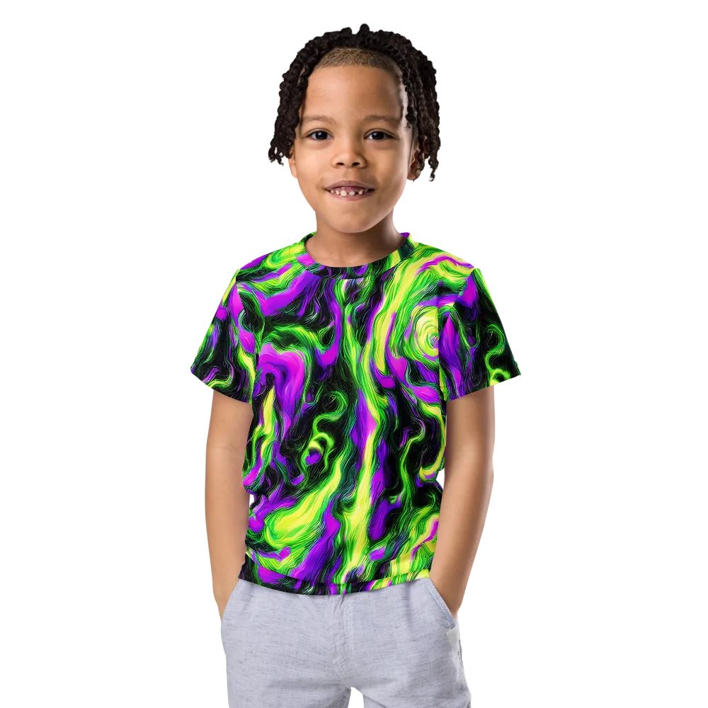 Neon Marble on Kids Crew Neck T-Shirt — Front