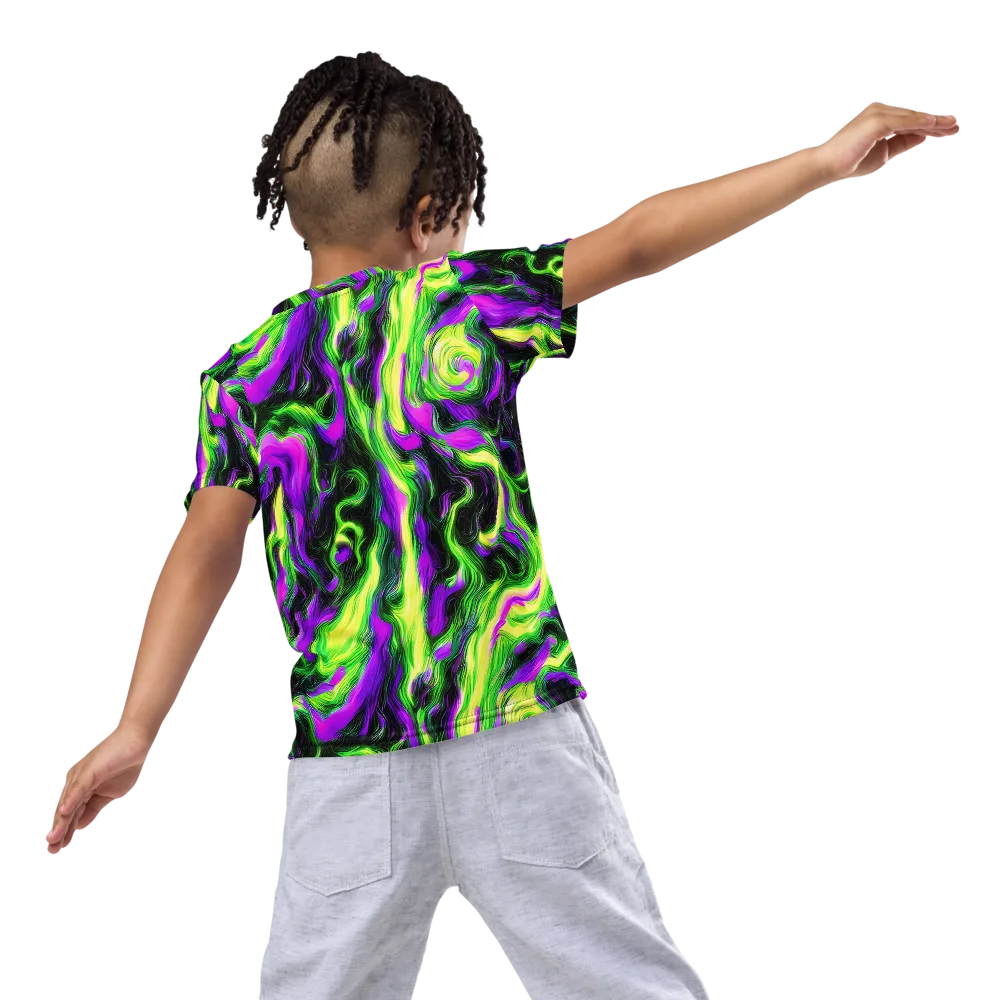 Neon Marble on Kids Crew Neck T-Shirt — Back