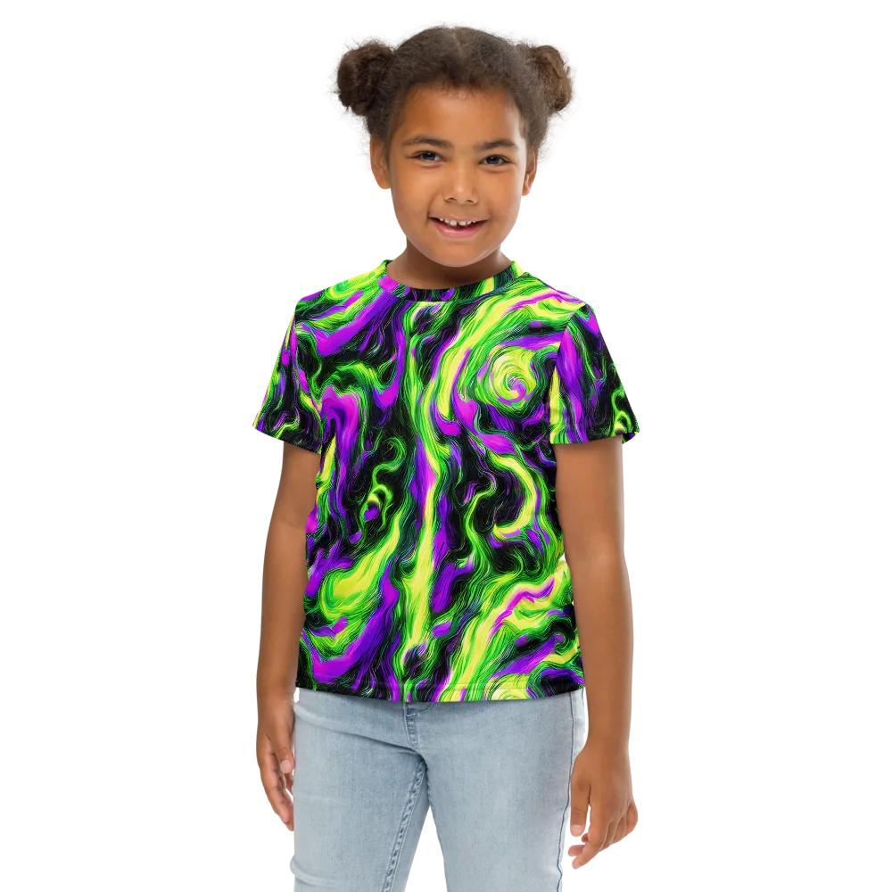 Neon Marble on Kids Crew Neck T-Shirt — Front