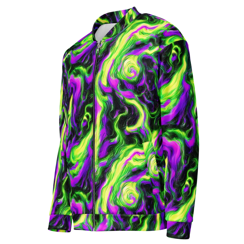 Neon Marble on Bomber Jacket — Left Front