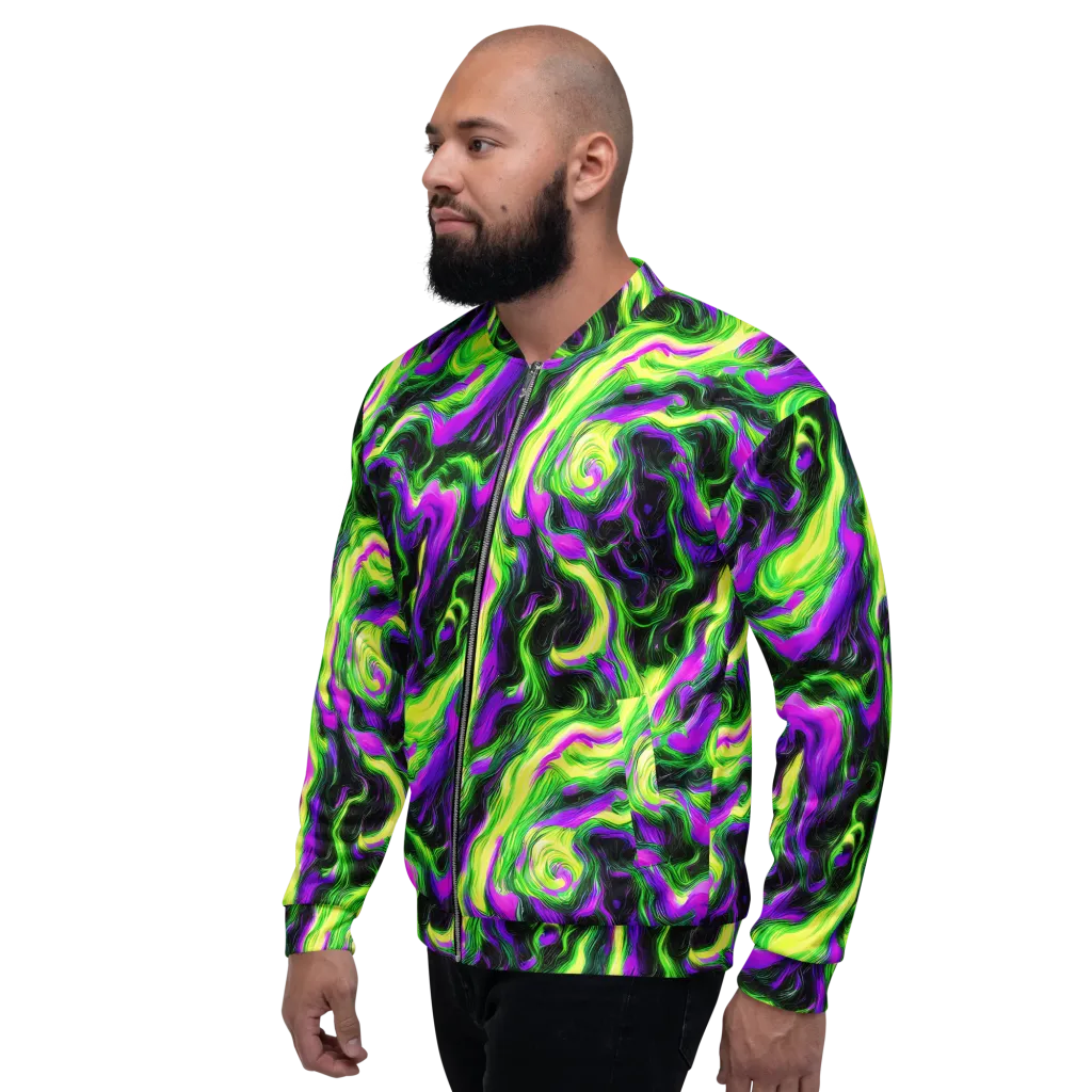 Neon Marble on Bomber Jacket — Left