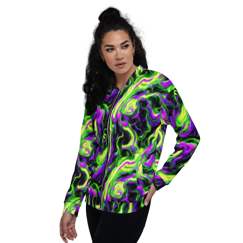Neon Marble on Bomber Jacket — Left