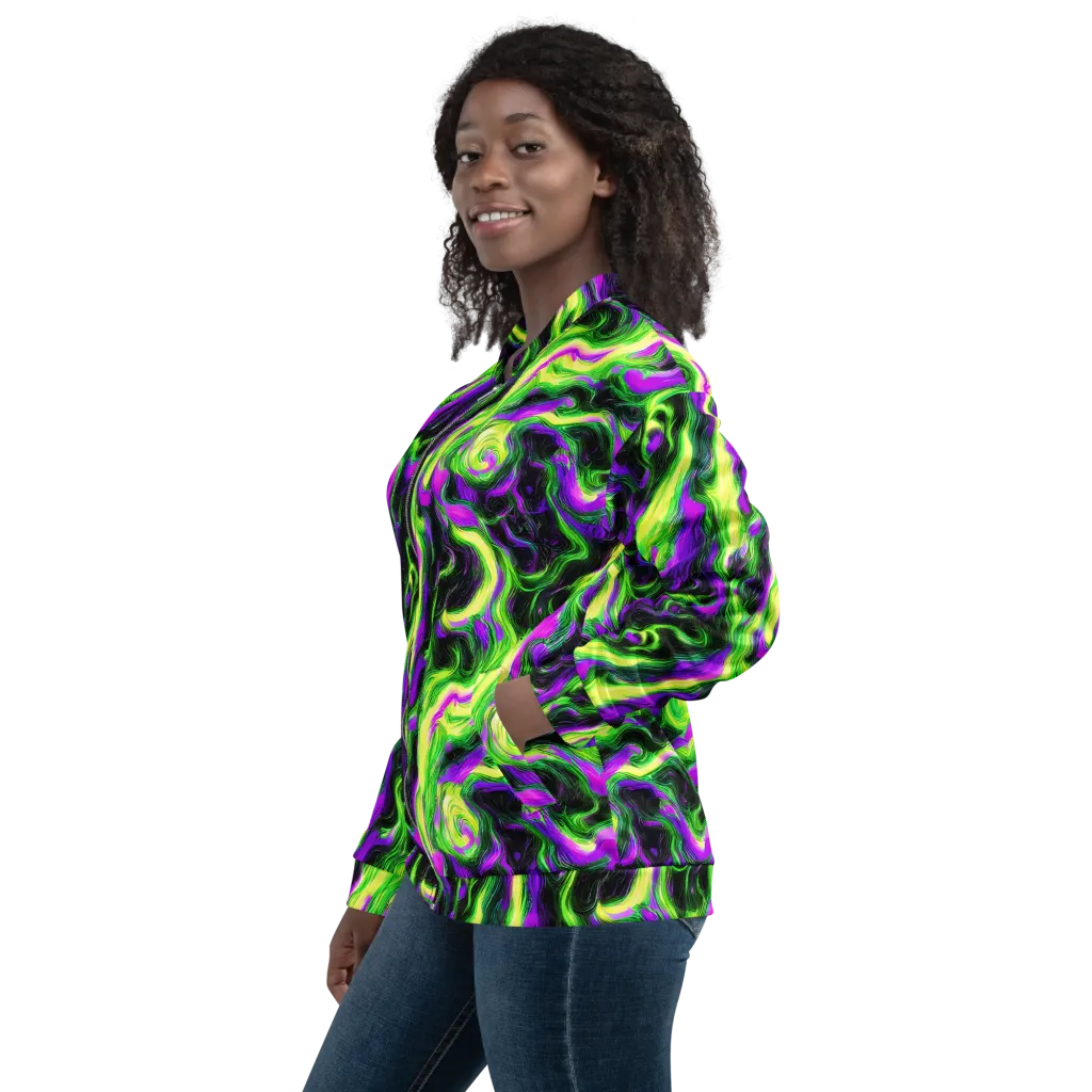 Neon Marble on Bomber Jacket — Left