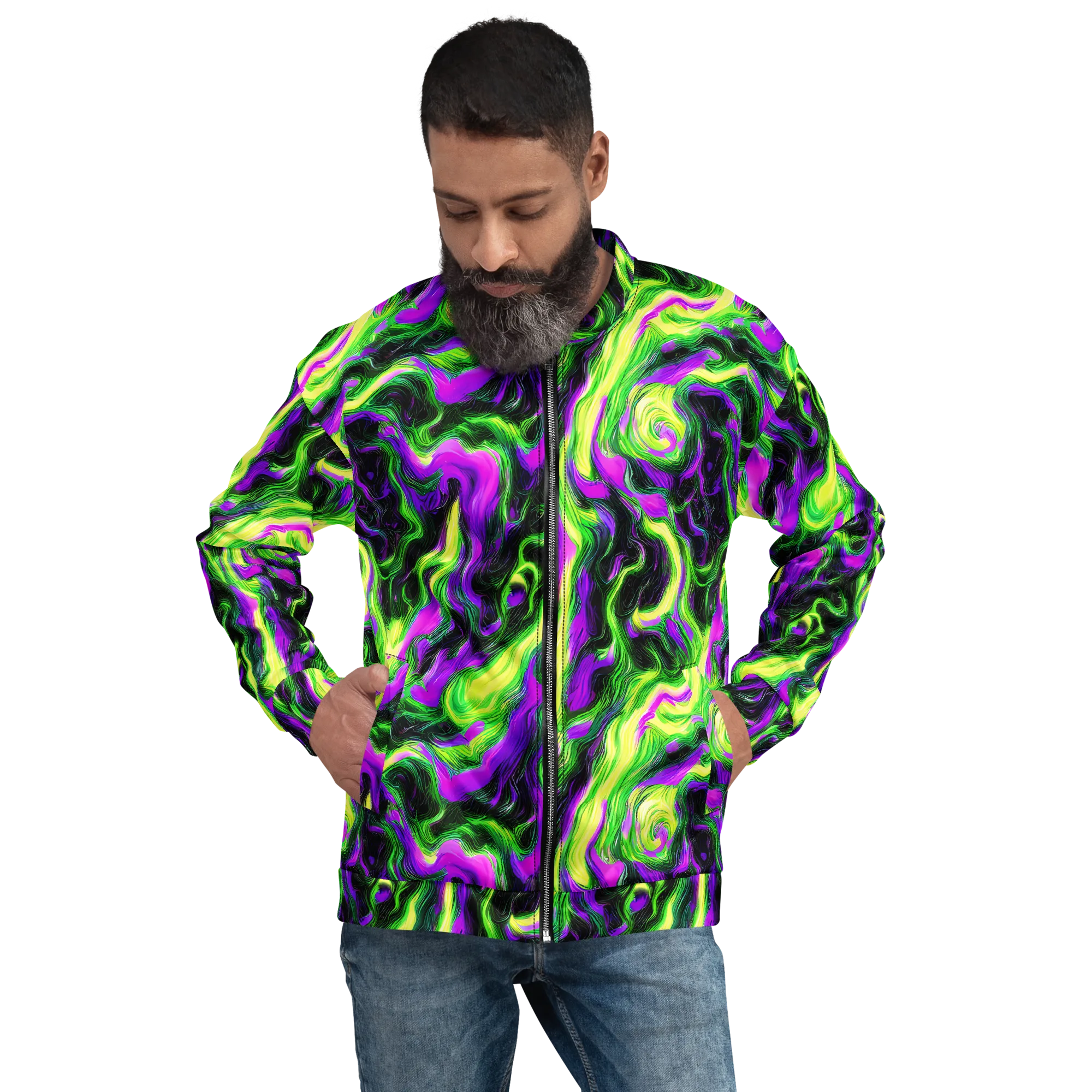 Neon Marble on Bomber Jacket — Front