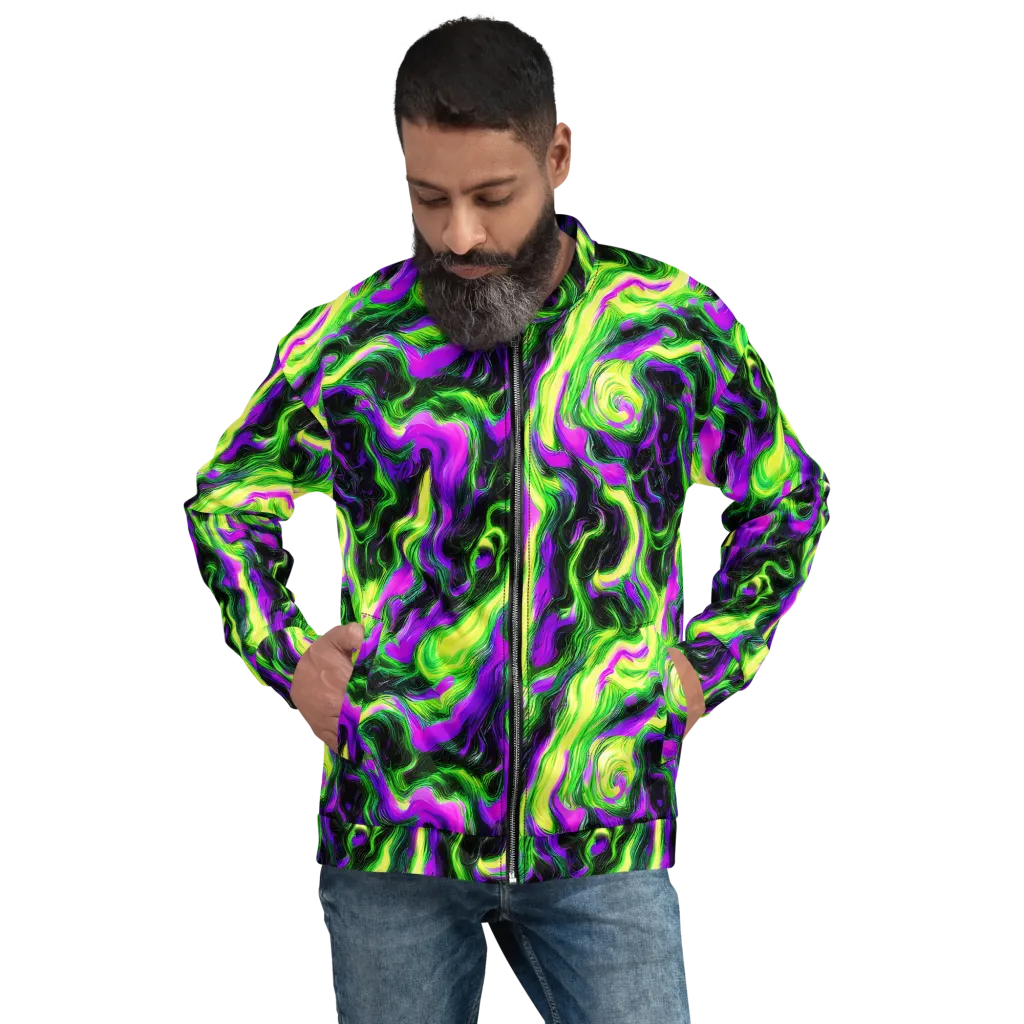 Neon Marble on Bomber Jacket — Front