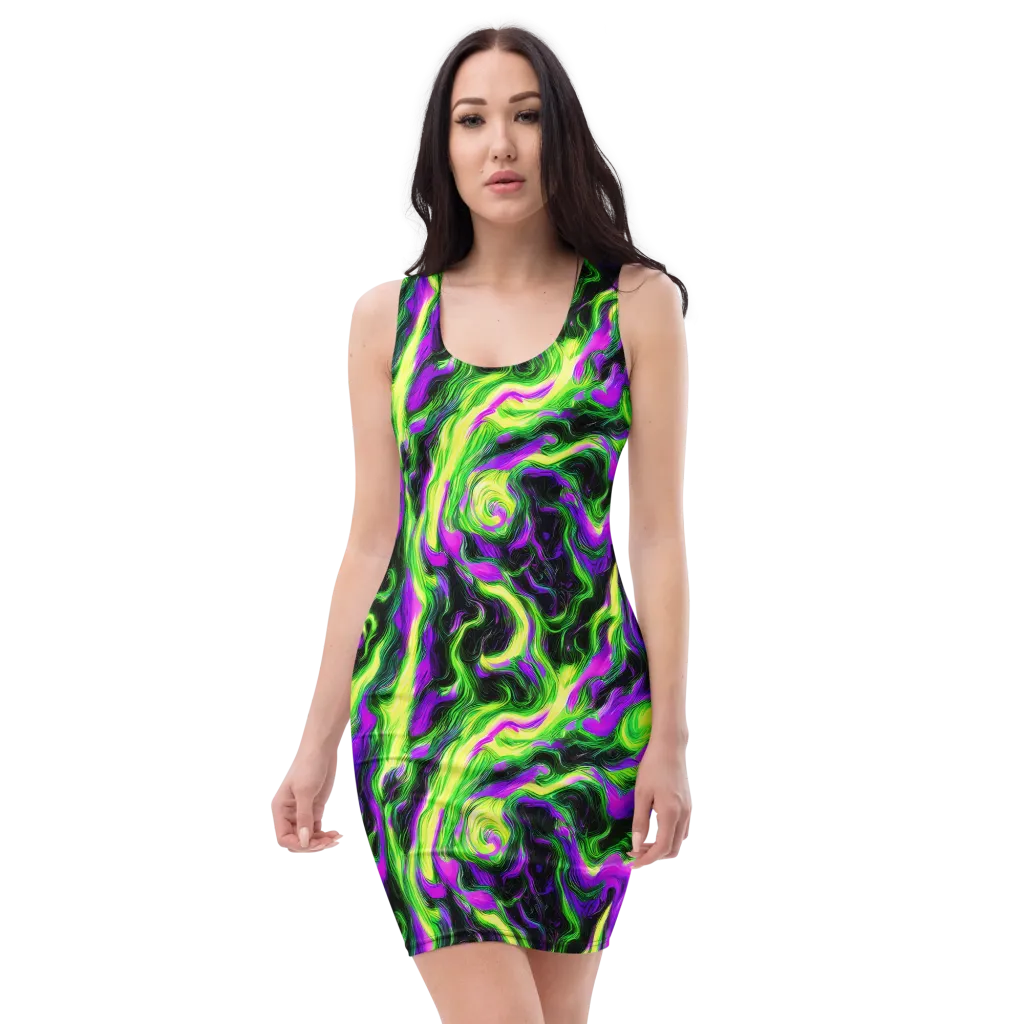 Neon Marble on Bodycon Dress — Front