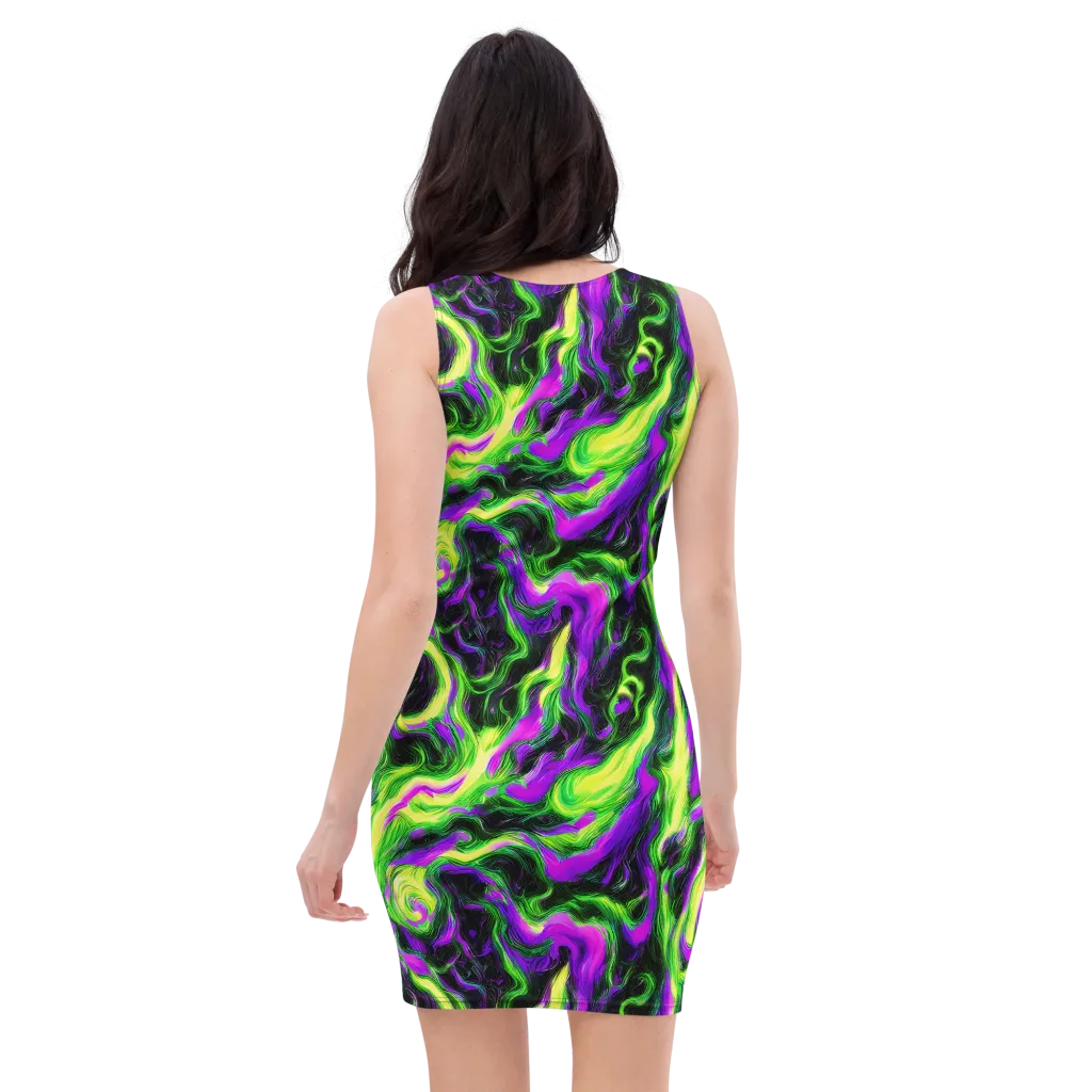 Neon Marble on Bodycon Dress — Back