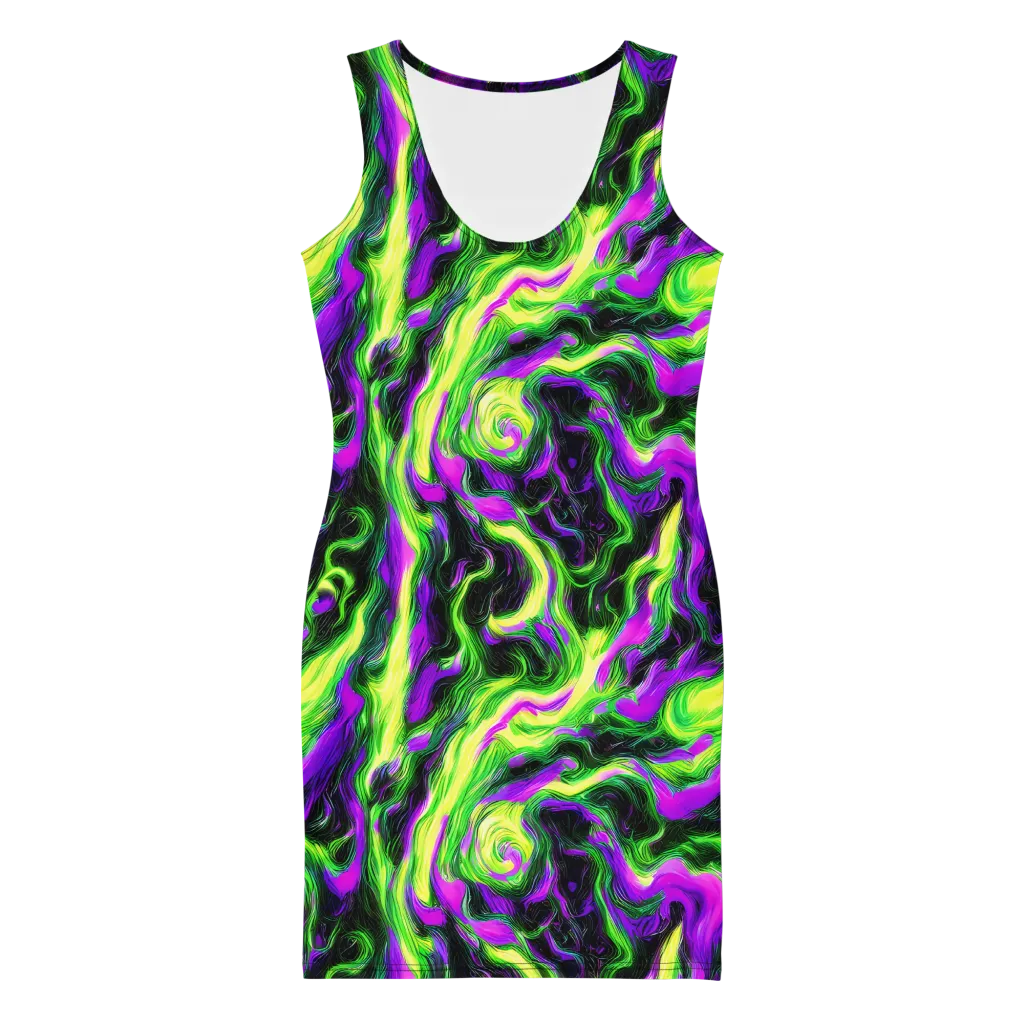 Neon Marble on Bodycon Dress — Front
