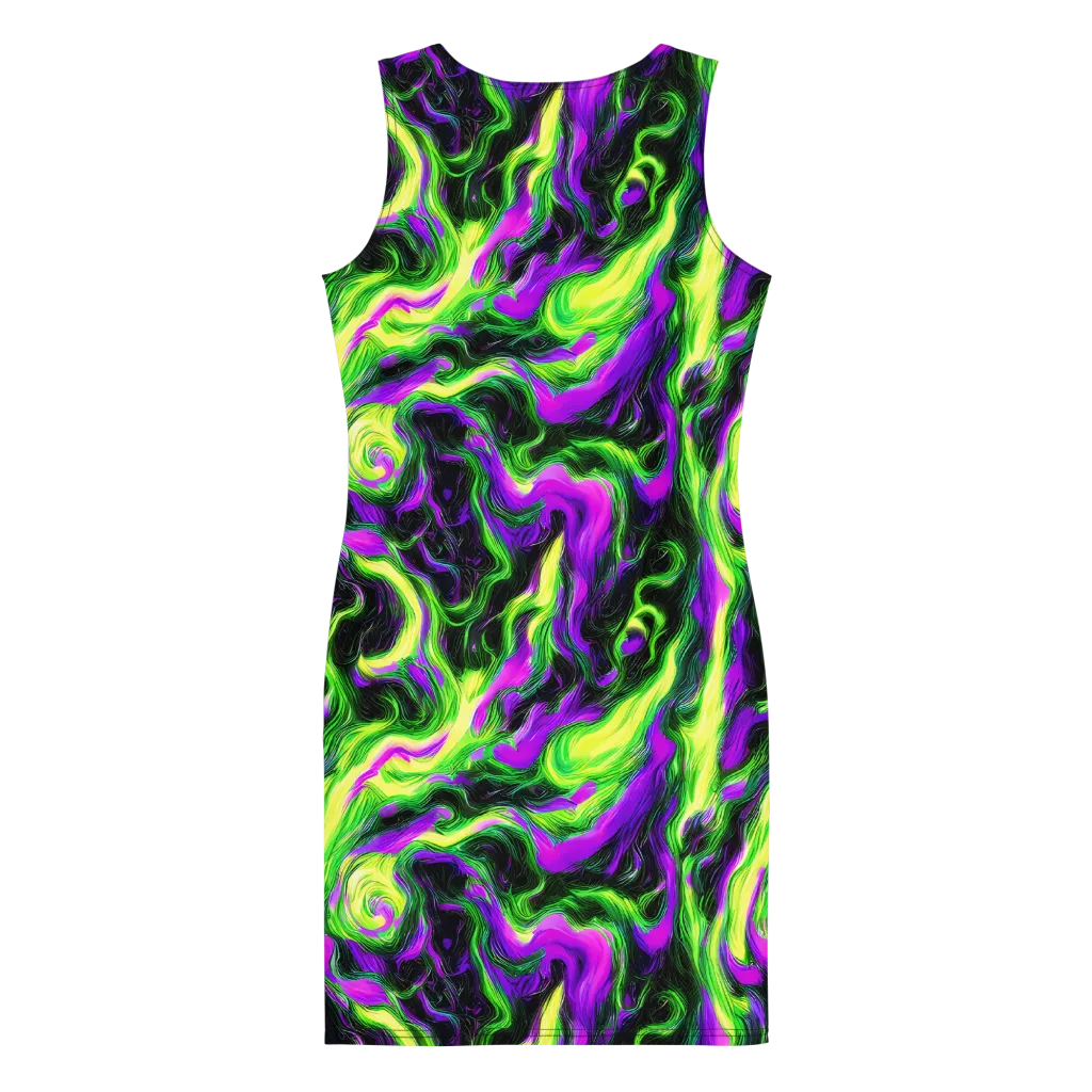 Neon Marble on Bodycon Dress — Back