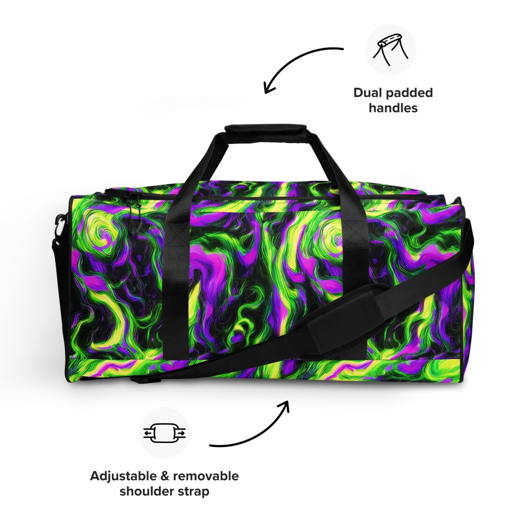 Neon Marble on Duffle Bag — Front