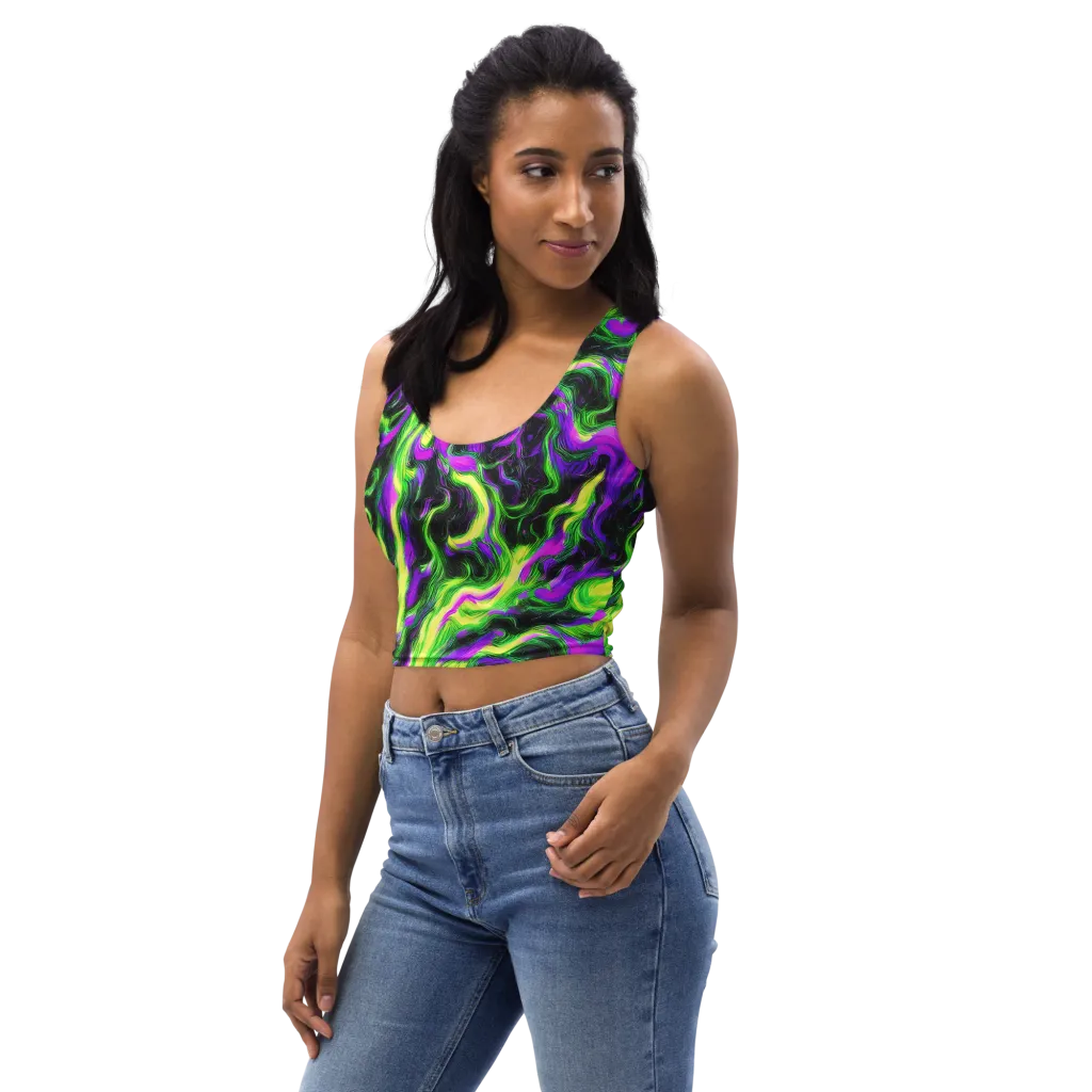 Neon Marble on Crop Top — Left Front