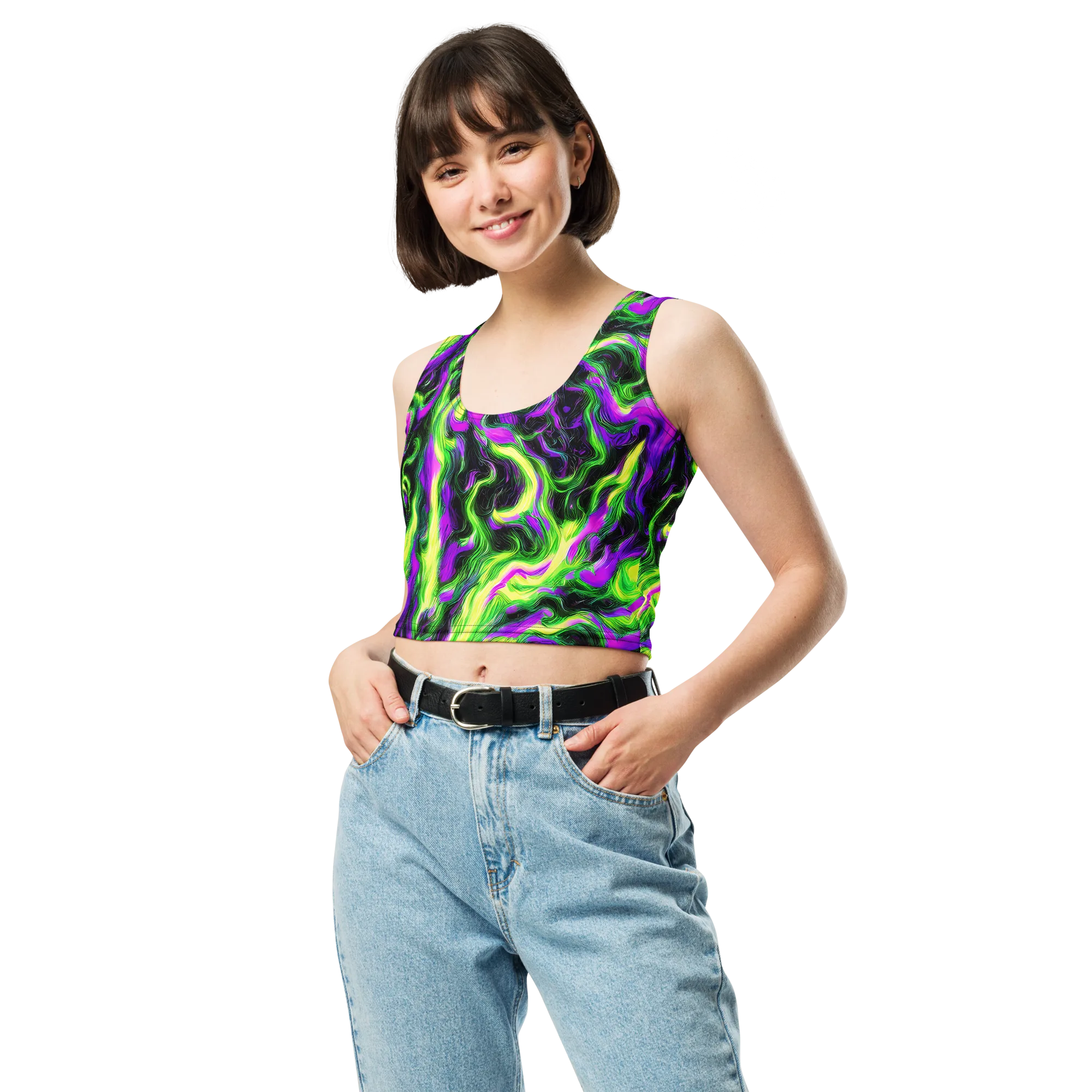 Neon Marble on Crop Top — Front