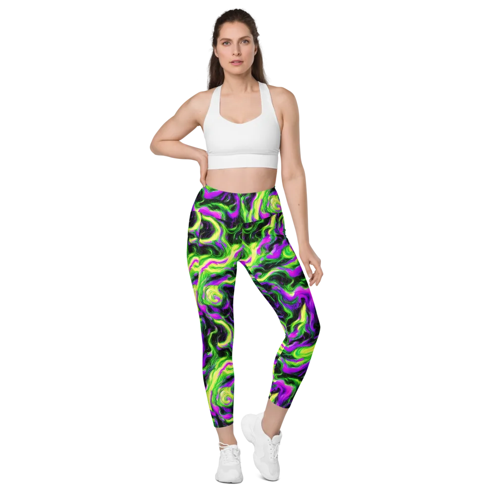 Neon Marble on Leggings with Pockets — Front