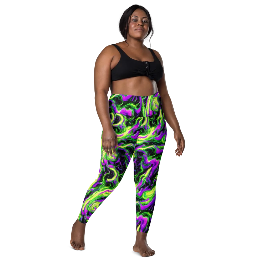 Neon Marble on Leggings with Pockets — Front