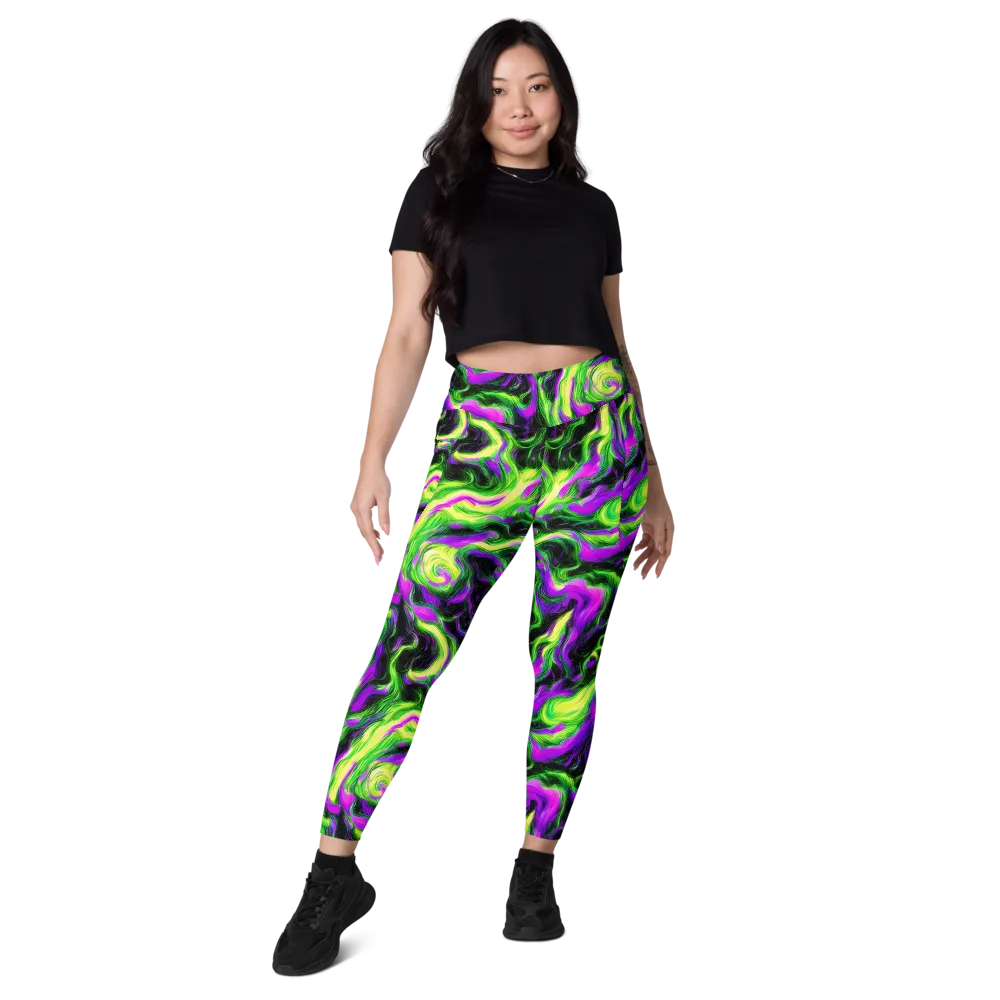 Neon Marble on Leggings with Pockets — Front