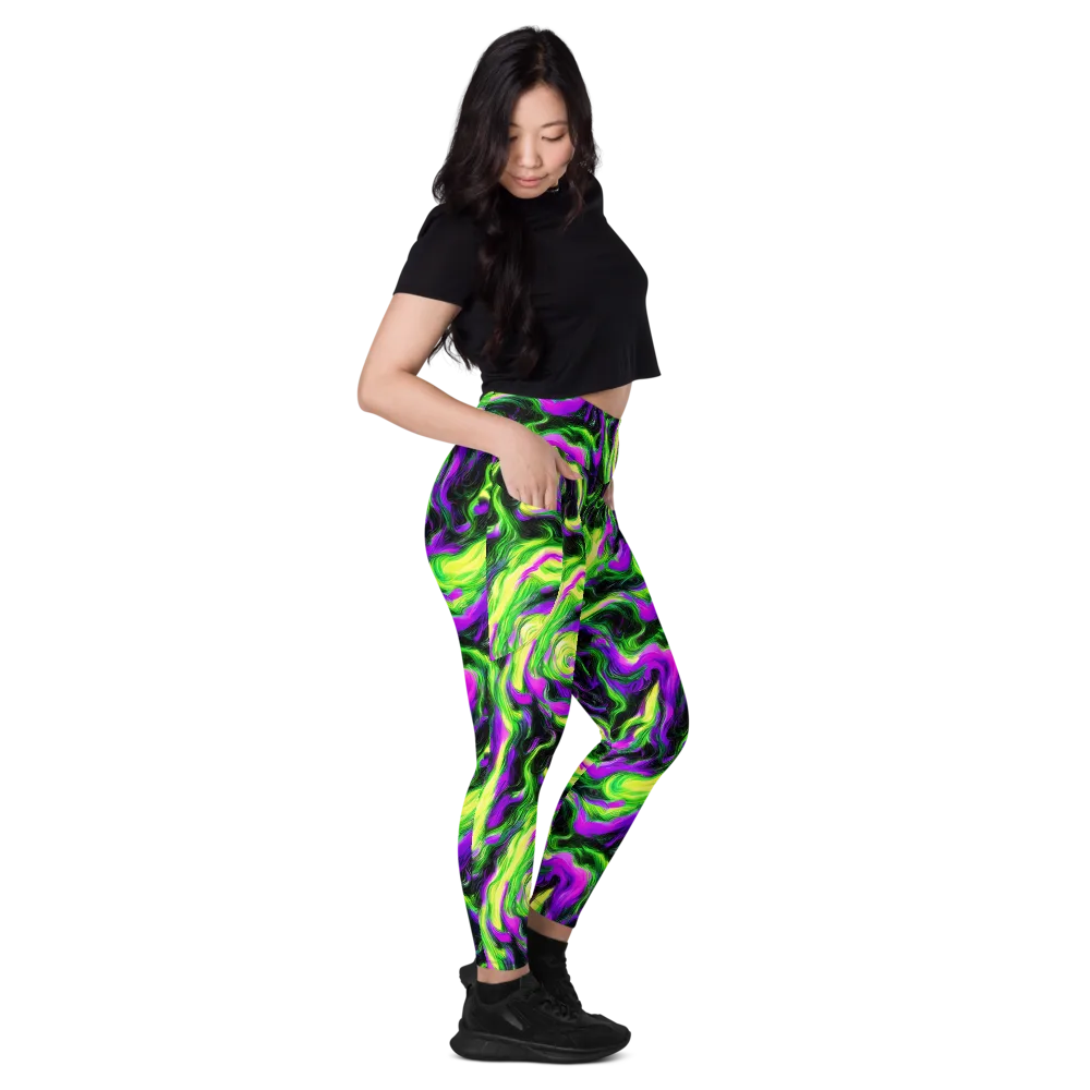 Neon Marble on Leggings with Pockets — Right