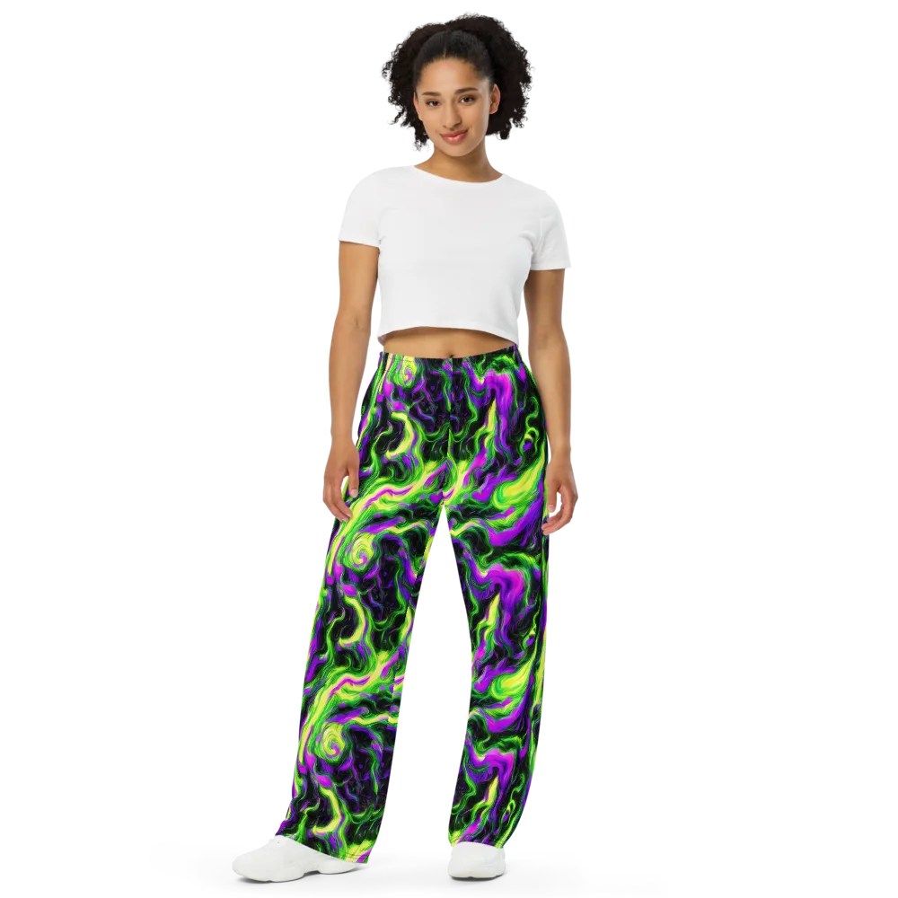 Neon Marble on Wide-Leg Pants — Front